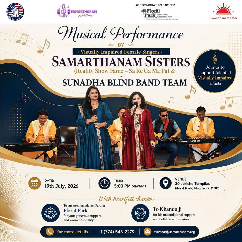 Experience a Musical Performance by Samarthanam Sisters a Group of Visually Impaired Female Singers at Floral Park New York